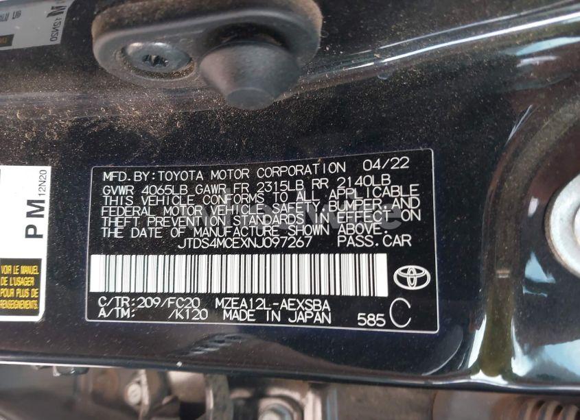 Photo 9 of 2022 Toyota Corolla SE (VIN JTDS4MCEXNJ097267)