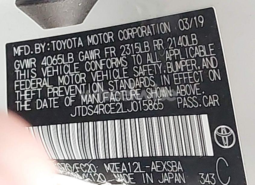 Photo 9 of 2020 Toyota Corolla SE (VIN JTDS4RCE2LJ015865)