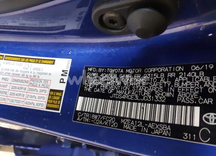 Photo 9 of 2020 Toyota Corolla SE (VIN JTDS4RCE3LJ031332)