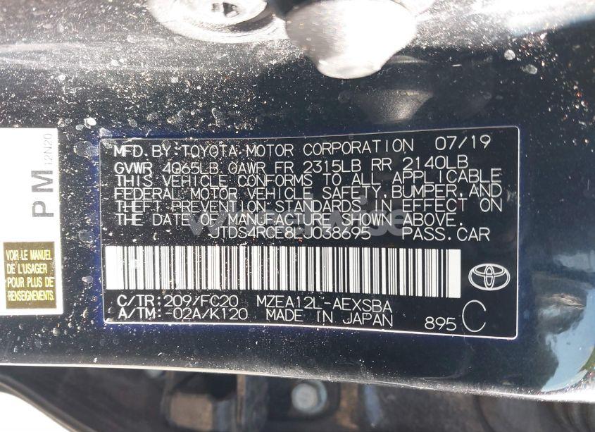 Photo 9 of 2020 Toyota Corolla SE/NIGHT SHADE (VIN JTDS4RCE8LJ038695)