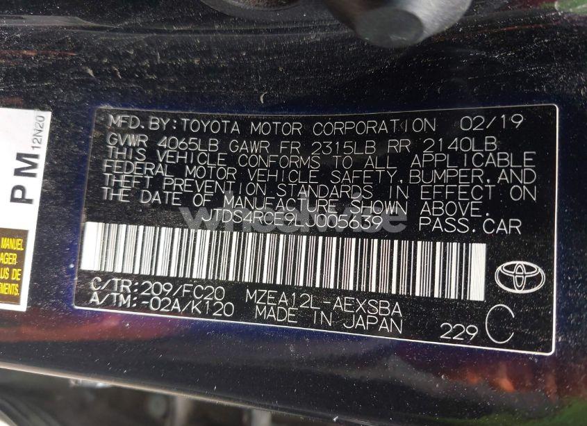 Photo 9 of 2020 Toyota Corolla SE (VIN JTDS4RCE9LJ005639)