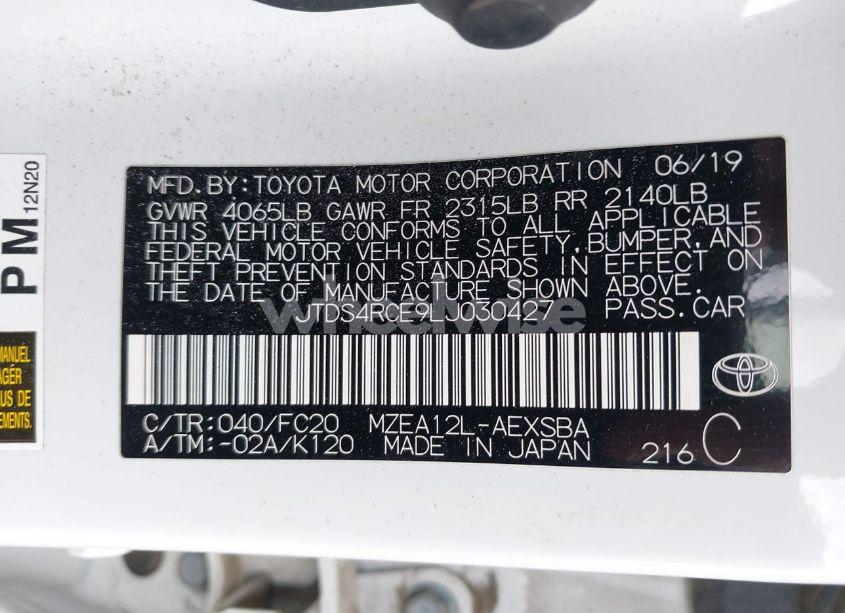 Photo 9 of 2020 Toyota Corolla SE (VIN JTDS4RCE9LJ030427)