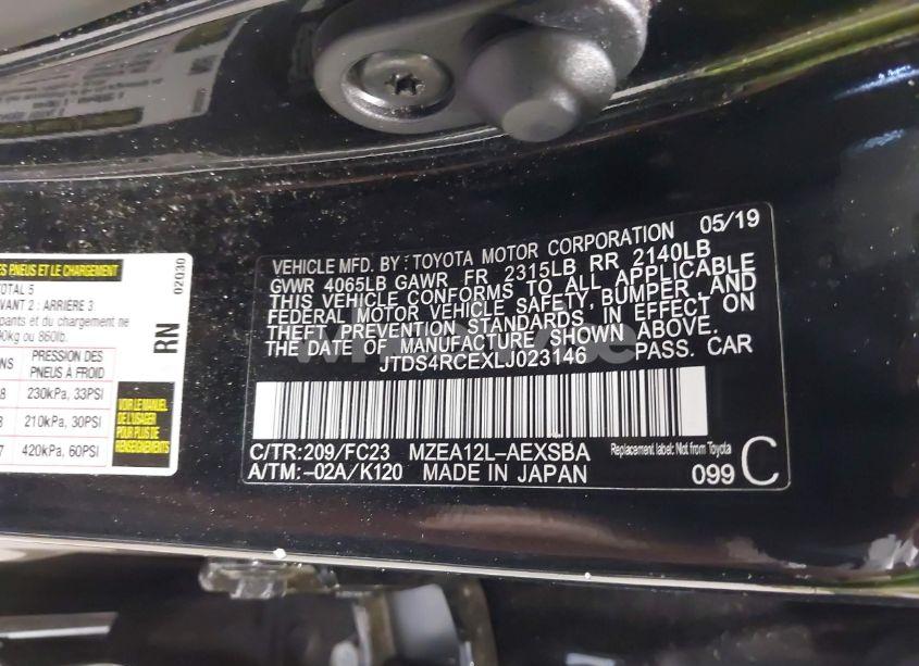 Photo 9 of 2020 Toyota Corolla SE (VIN JTDS4RCEXLJ023146)