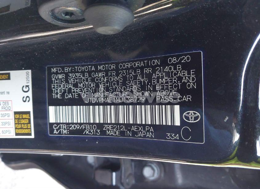 Photo 9 of 2021 Toyota Corolla LE (VIN JTDVPMAE1MJ138729)