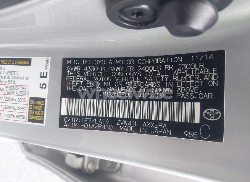 Photo 9 of 2015 Toyota Prius V FIVE (VIN JTDZN3EU0FJ015719)