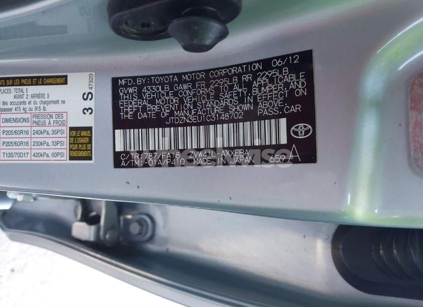 Photo 9 of 2012 Toyota Prius V THREE (VIN JTDZN3EU1C3148702)