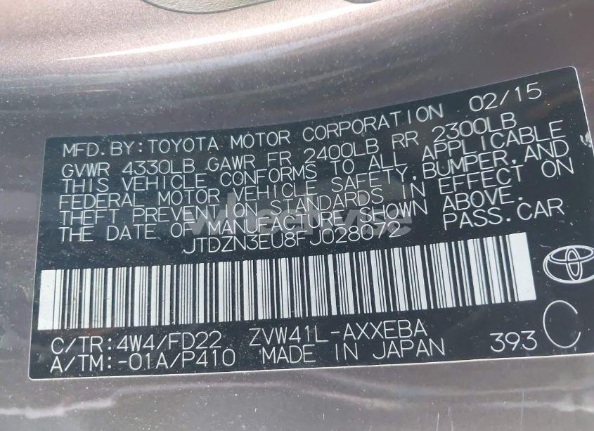 Photo 9 of 2015 Toyota Prius V TWO (VIN JTDZN3EU8FJ028072)