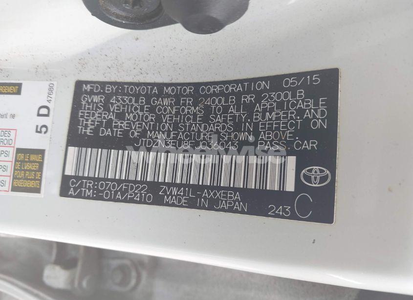 Photo 9 of 2015 Toyota Prius V TWO (VIN JTDZN3EU8FJ036043)