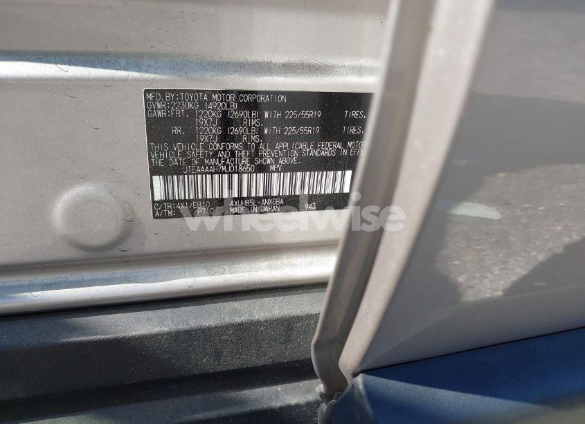 Photo 9 of 2021 Toyota Venza XLE (VIN JTEAAAAH7MJ018650)