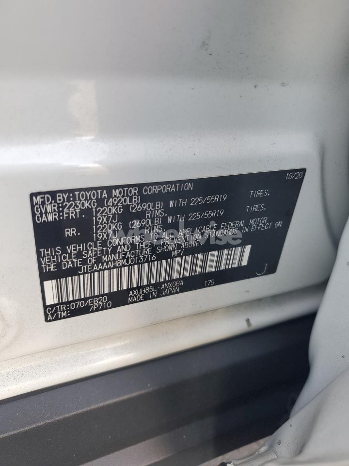 Photo 14 of 2021 TOYOTA VENZA LE (VIN JTEAAAAH8MJ013716)