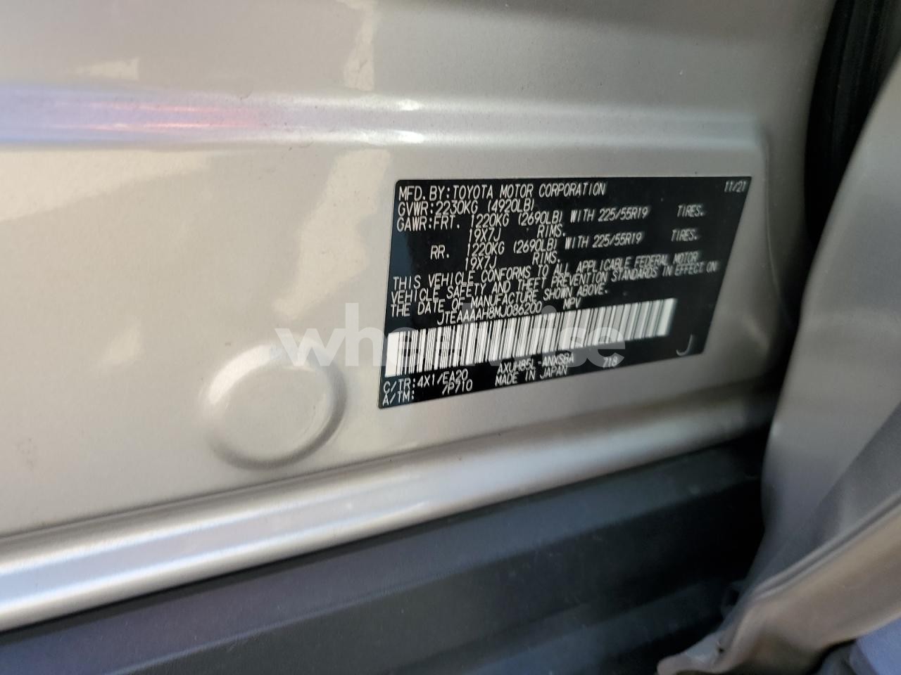 Photo 12 of 2021 TOYOTA VENZA LE (VIN JTEAAAAH8MJ086200)