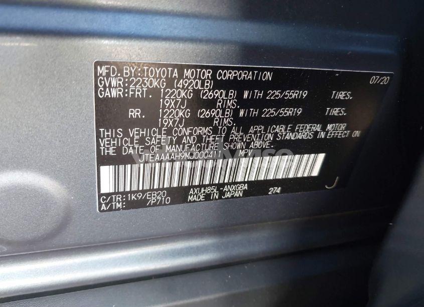 Photo 9 of 2021 Toyota Venza XLE (VIN JTEAAAAH9MJ000411)