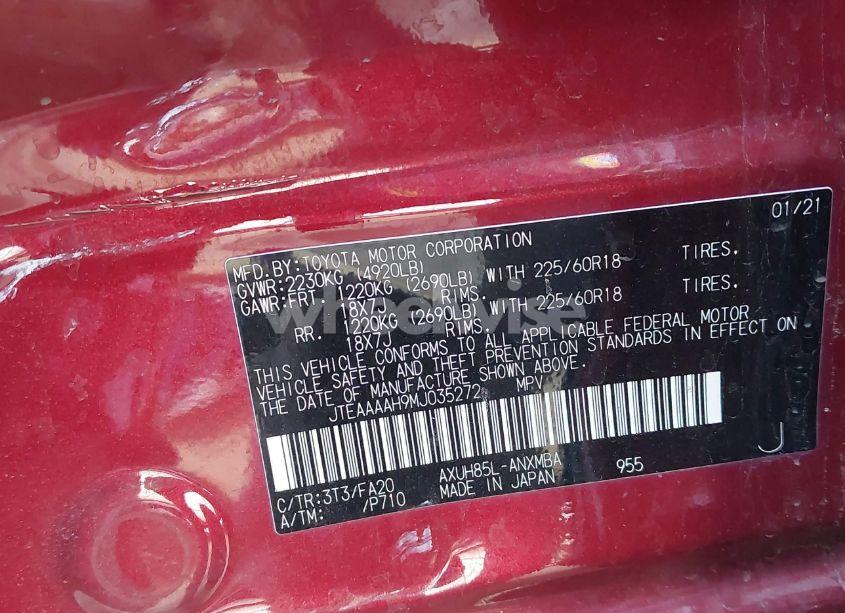 Photo 9 of 2021 Toyota Venza LE (VIN JTEAAAAH9MJ035272)