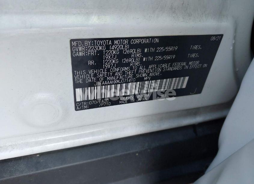 Photo 9 of 2021 Toyota Venza XLE (VIN JTEAAAAHXMJ071410)