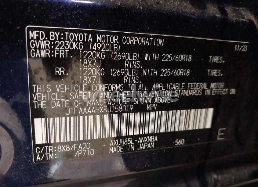 Photo 9 of 2024 Toyota Venza LE (VIN JTEAAAAHXRJ158019)