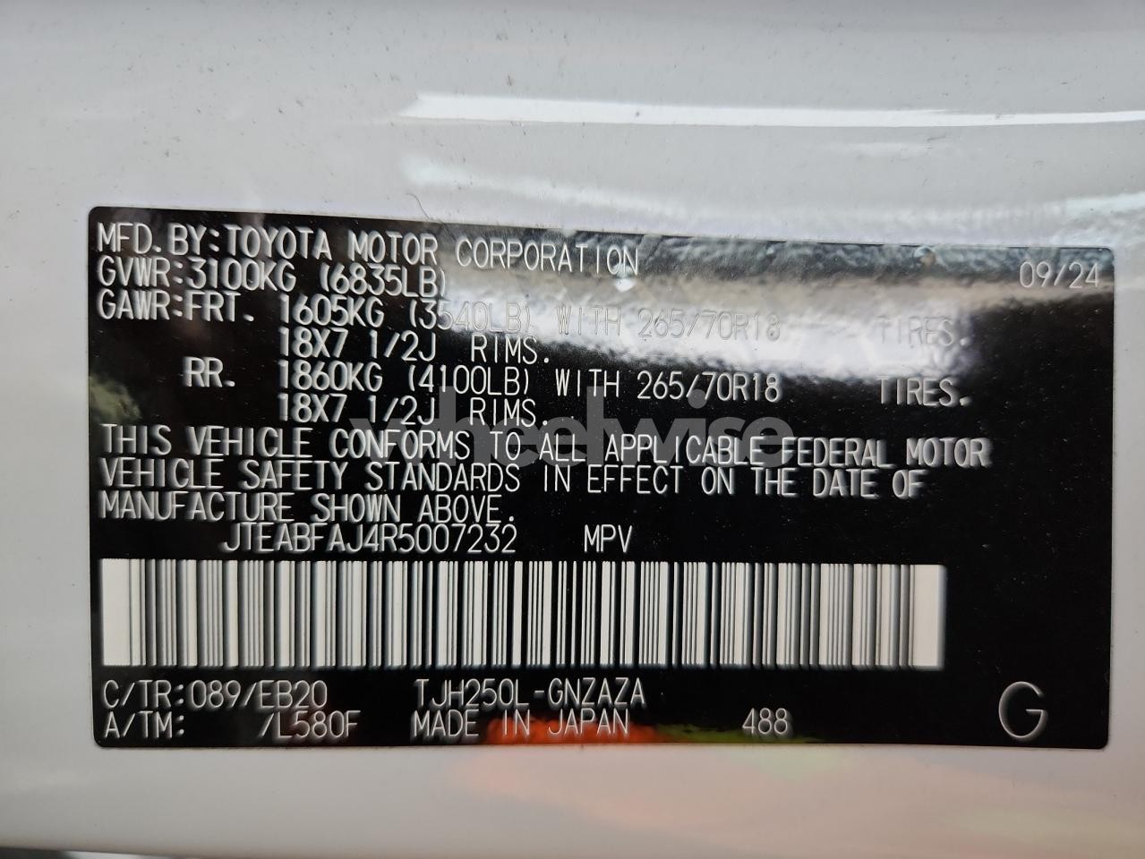 Photo 14 of 2024 TOYOTA LAND CRUISER BASE (VIN JTEABFAJ4R5007232)