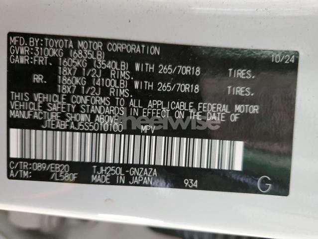 Photo 12 of 2025 TOYOTA LAND CRUISER BASE (VIN JTEABFAJ5S5010100)