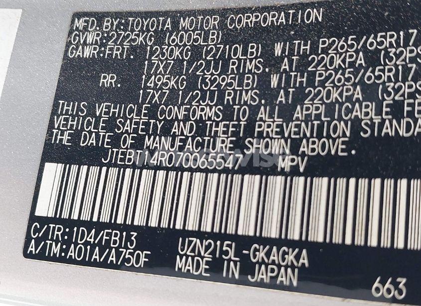 Photo 9 of 2007 Toyota 4runner SPORT V8 (VIN JTEBT14R070065547)