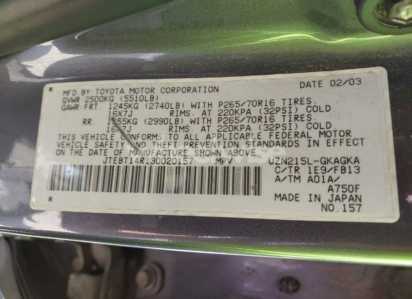 Photo 9 of 2003 Toyota 4runner SR5 SPORT V8 (VIN JTEBT14R130020157)