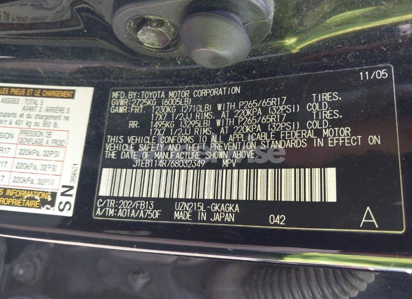 Photo 9 of 2006 Toyota 4runner SR5 SPORT V8 (VIN JTEBT14R768032349)