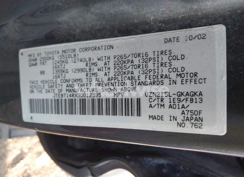 Photo 9 of 2003 Toyota 4runner SR5 SPORT V8 (VIN JTEBT14RX30012395)