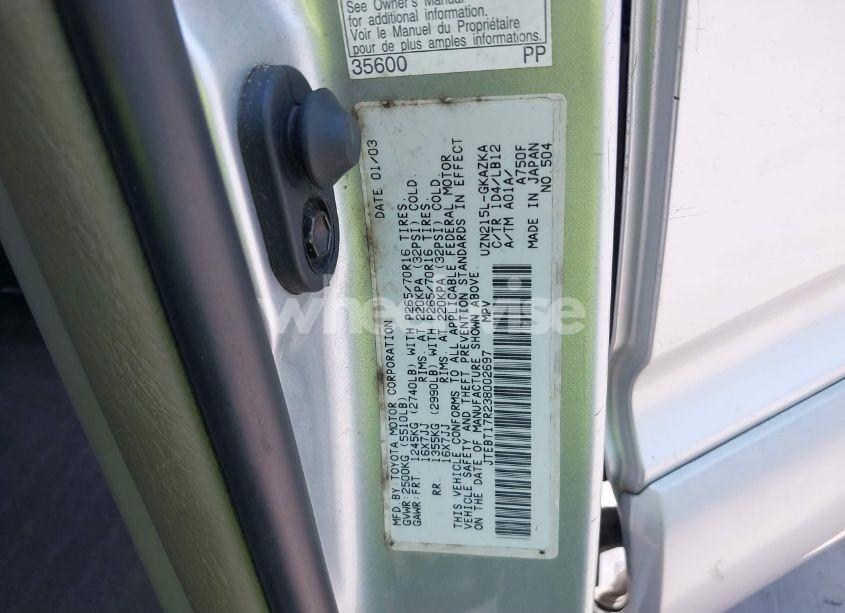 Photo 9 of 2003 Toyota 4runner LIMITED V8 (VIN JTEBT17R238002697)