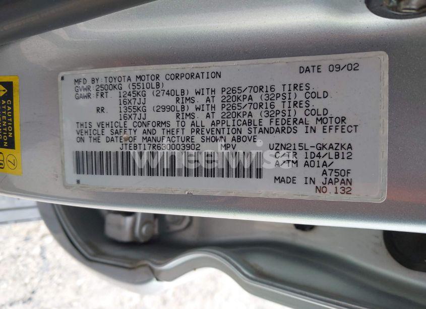 Photo 9 of 2003 Toyota 4runner LIMITED V8 (VIN JTEBT17R630003902)