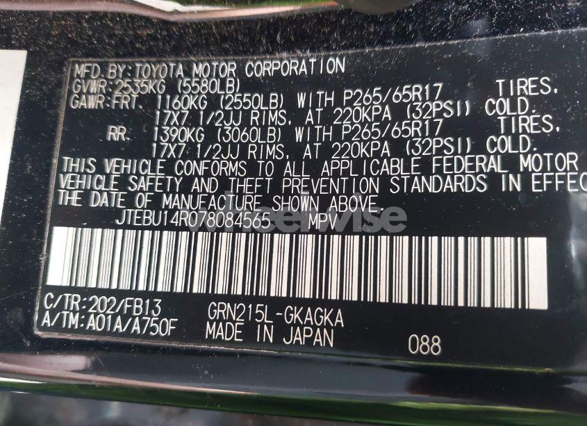 Photo 9 of 2007 Toyota 4runner SPORT V6 (VIN JTEBU14R078084565)