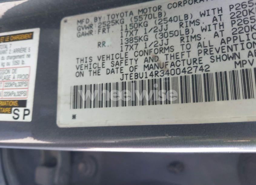 Photo 9 of 2004 Toyota 4runner SR5 V6 (VIN JTEBU14R340042742)