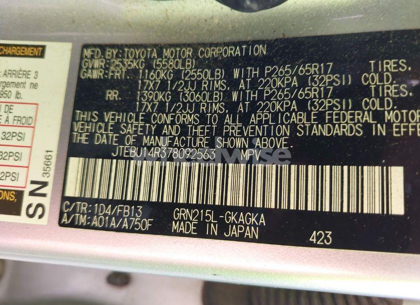 Photo 9 of 2007 Toyota 4runner SPORT V6 (VIN JTEBU14R378092563)