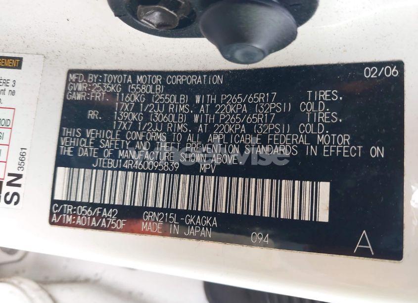 Photo 9 of 2006 Toyota 4runner SR5 V6 (VIN JTEBU14R460095839)