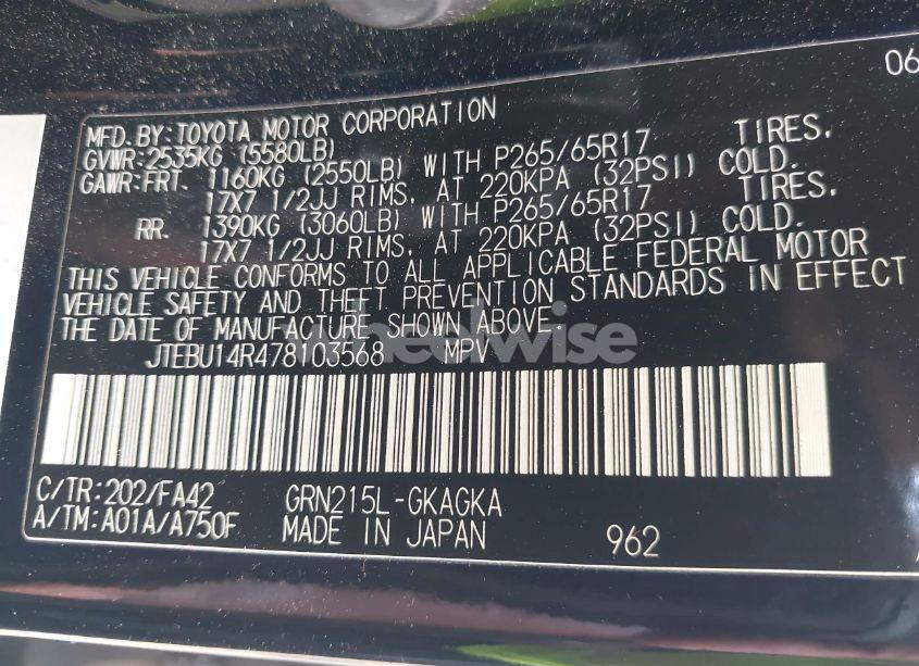 Photo 9 of 2007 Toyota 4runner SR5 V6 (VIN JTEBU14R478103568)