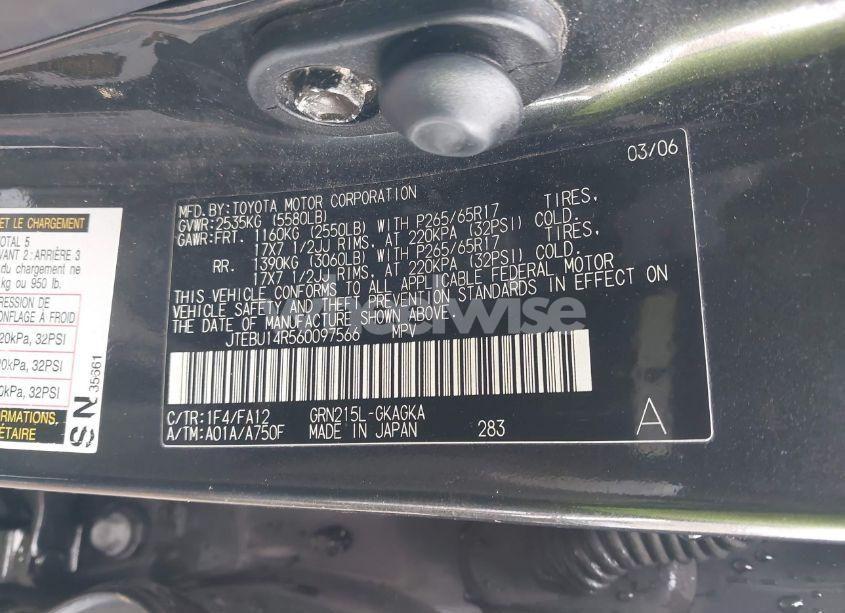 Photo 9 of 2006 Toyota 4runner SR5 V6 (VIN JTEBU14R560097566)