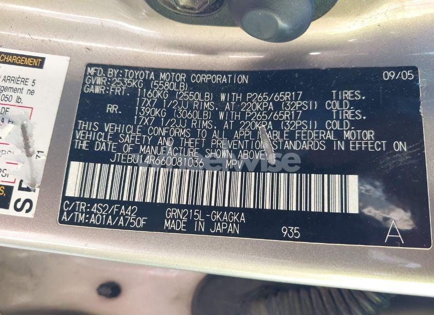 Photo 9 of 2006 Toyota 4runner SR5 V6 (VIN JTEBU14R660081036)