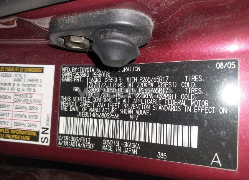 Photo 9 of 2006 Toyota 4runner SR5 SPORT V6 (VIN JTEBU14R668052668)