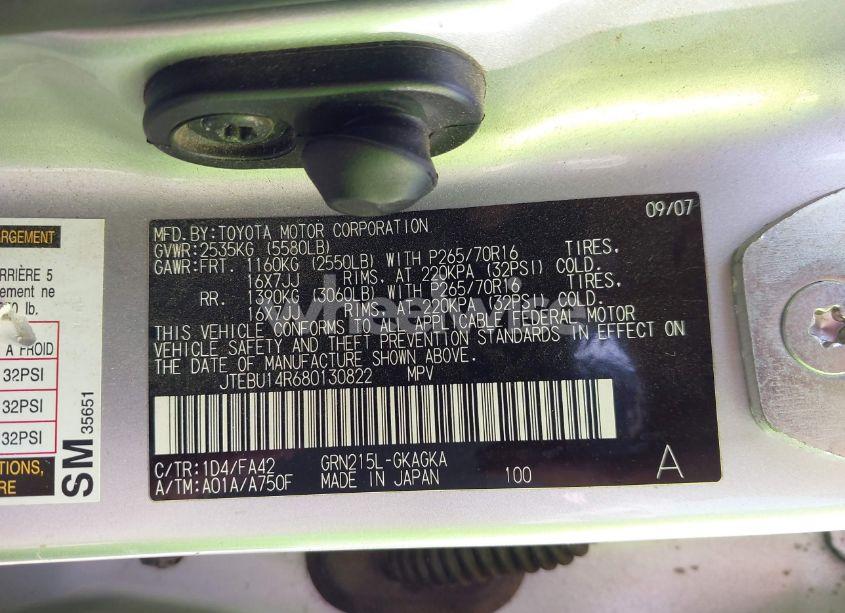 Photo 9 of 2008 Toyota 4runner SR5 V6 (VIN JTEBU14R680130822)