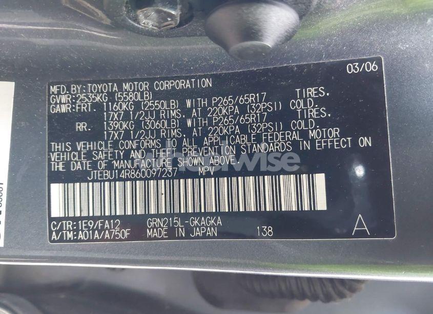 Photo 9 of 2006 Toyota 4runner SR5 V6 (VIN JTEBU14R860097237)