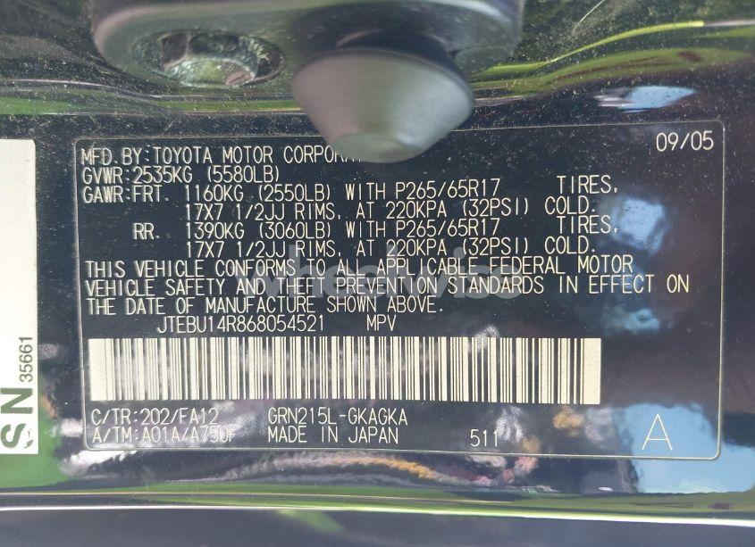 Photo 9 of 2006 Toyota 4runner SR5 SPORT V6/SR5 V6 (VIN JTEBU14R868054521)