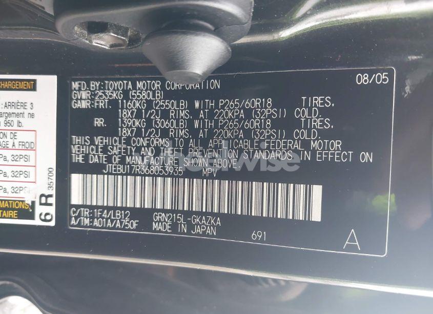 Photo 9 of 2006 Toyota 4runner LIMITED V6 (VIN JTEBU17R368053935)