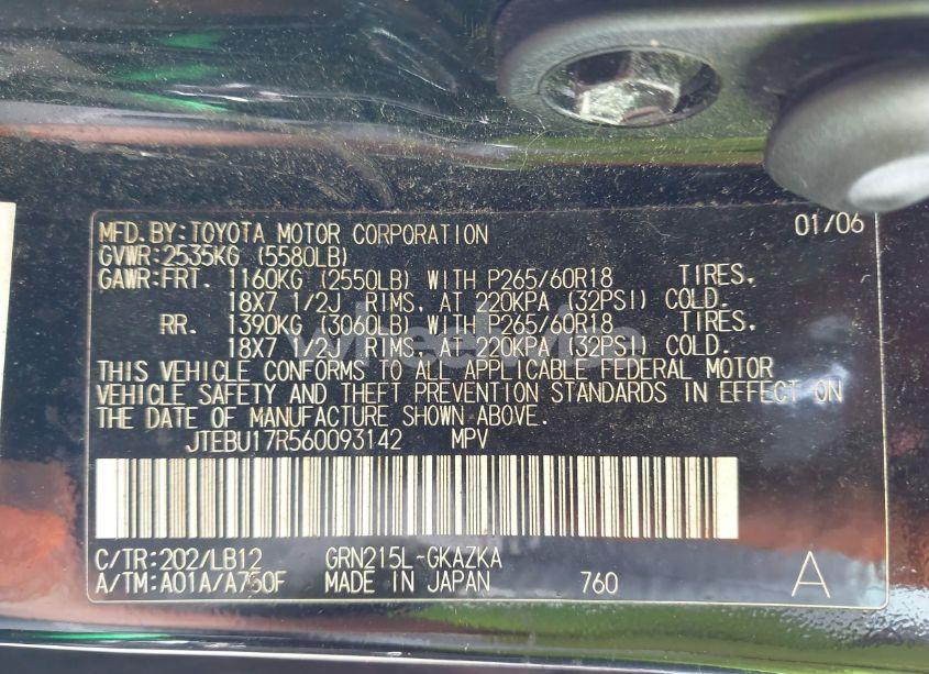 Photo 9 of 2006 Toyota 4runner LIMITED V6 (VIN JTEBU17R560093142)