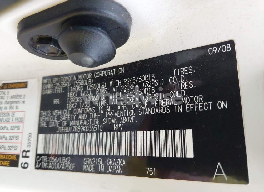 Photo 9 of 2009 Toyota 4runner LIMITED V6 (VIN JTEBU17R89K036510)