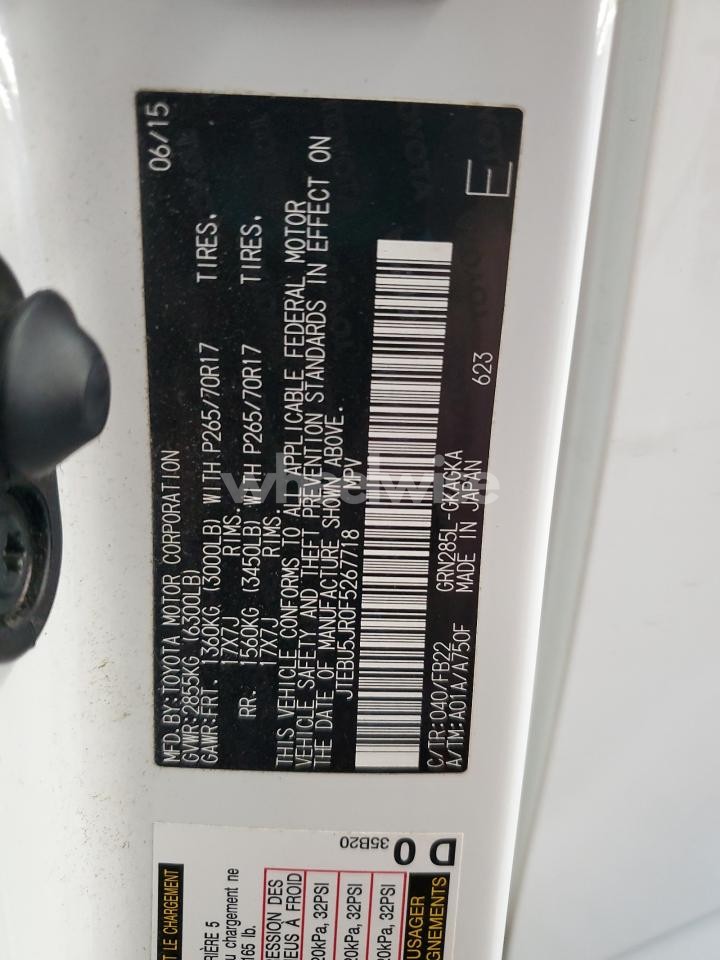 Photo 14 of 2015 TOYOTA 4RUNNER SR5/SR5 PREMIUM (VIN JTEBU5JR0F5267718)