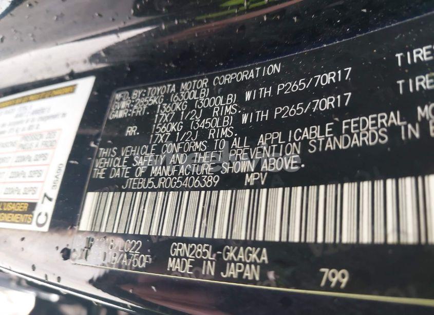 Photo 9 of 2016 Toyota 4runner TRAIL PREMIUM (VIN JTEBU5JR0G5406389)