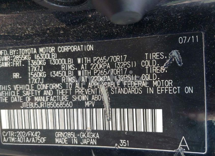 Photo 9 of 2011 Toyota 4runner SR5 V6 (VIN JTEBU5JR1B5068560)