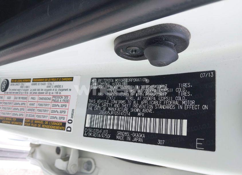 Photo 9 of 2013 Toyota 4runner SR5 (VIN JTEBU5JR1D5147214)