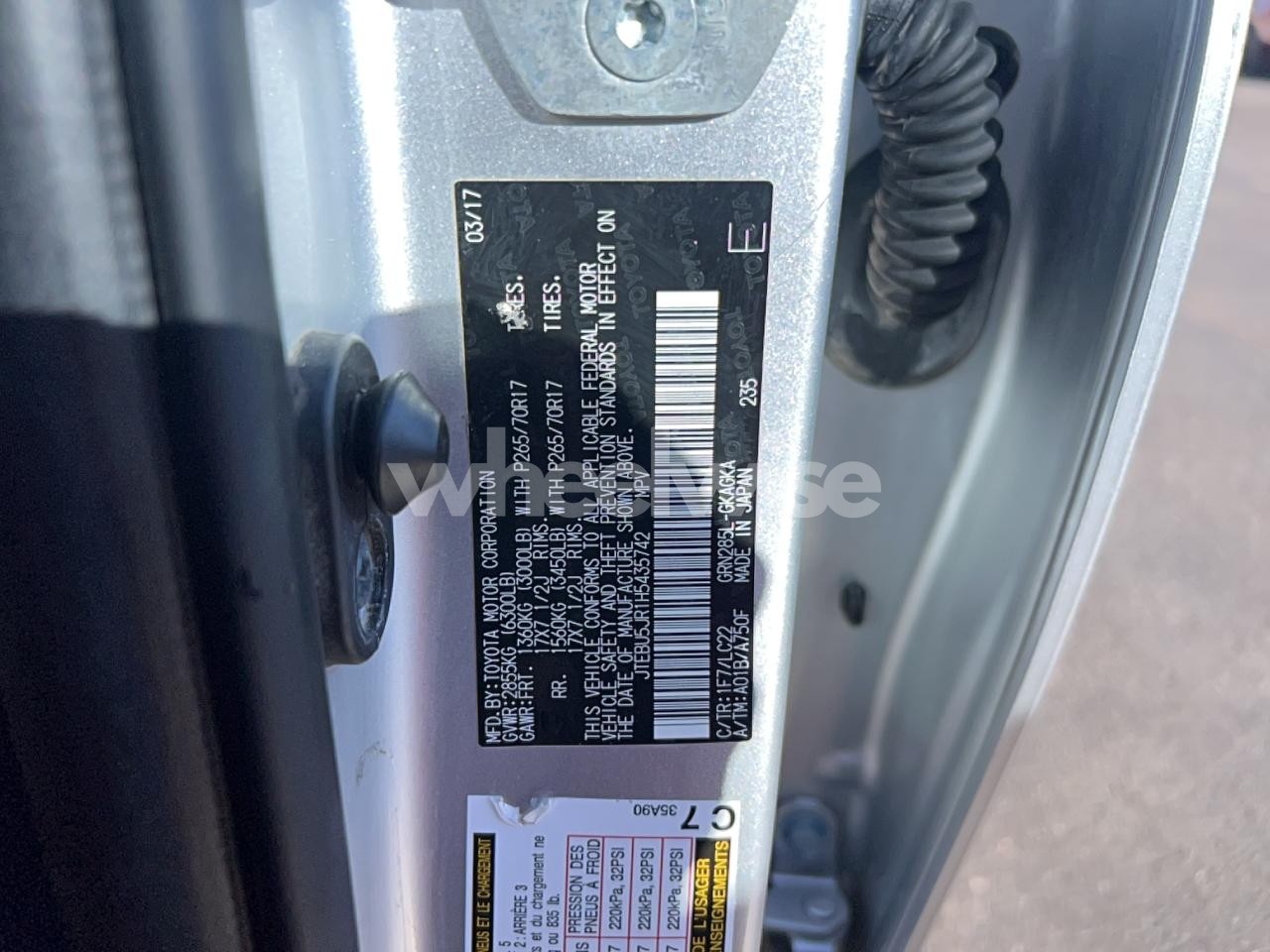 Photo 10 of 2017 TOYOTA 4RUNNER SR5/SR5 PREMIUM (VIN JTEBU5JR1H5435742)