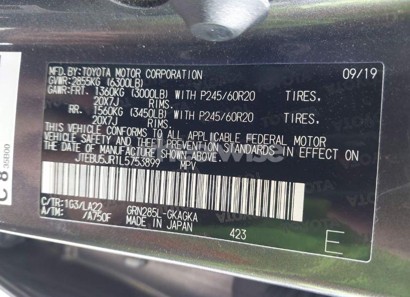 Photo 9 of 2020 Toyota 4runner LIMITED (VIN JTEBU5JR1L5753899)