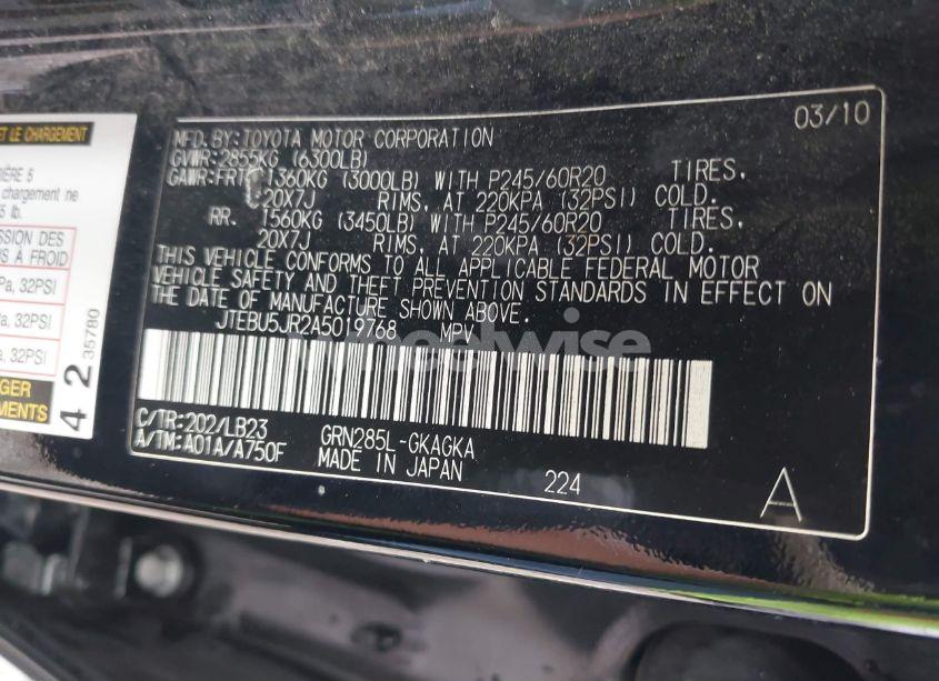 Photo 9 of 2010 Toyota 4runner LIMITED V6 (VIN JTEBU5JR2A5019768)