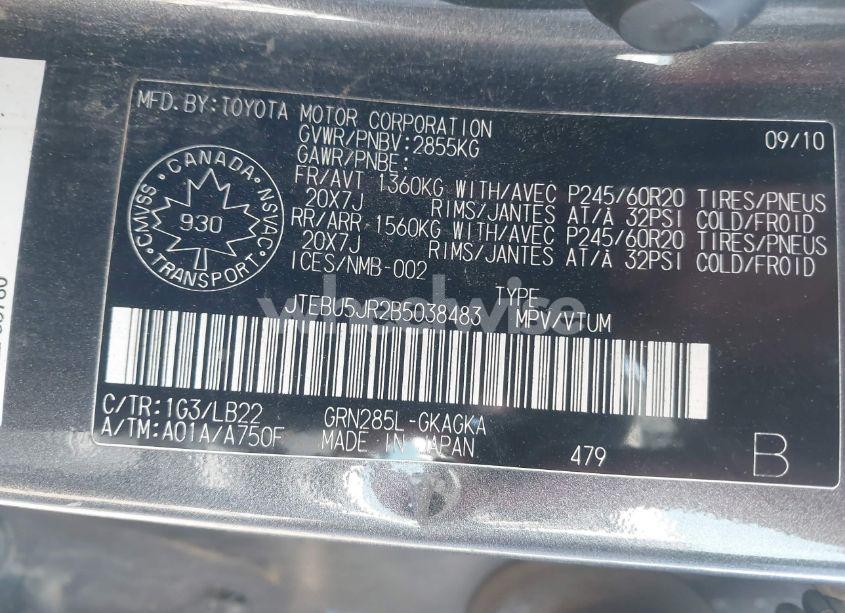 Photo 9 of 2011 Toyota 4runner SR5 V6 (VIN JTEBU5JR2B5038483)