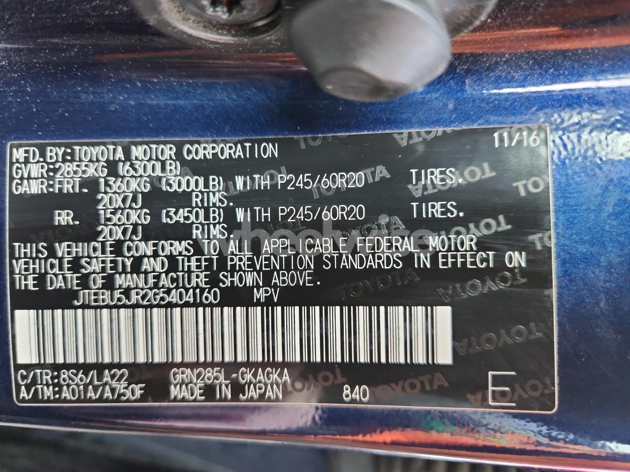 Photo 13 of 2016 TOYOTA 4RUNNER SR5/SR5 PREMIUM (VIN JTEBU5JR2G5404160)